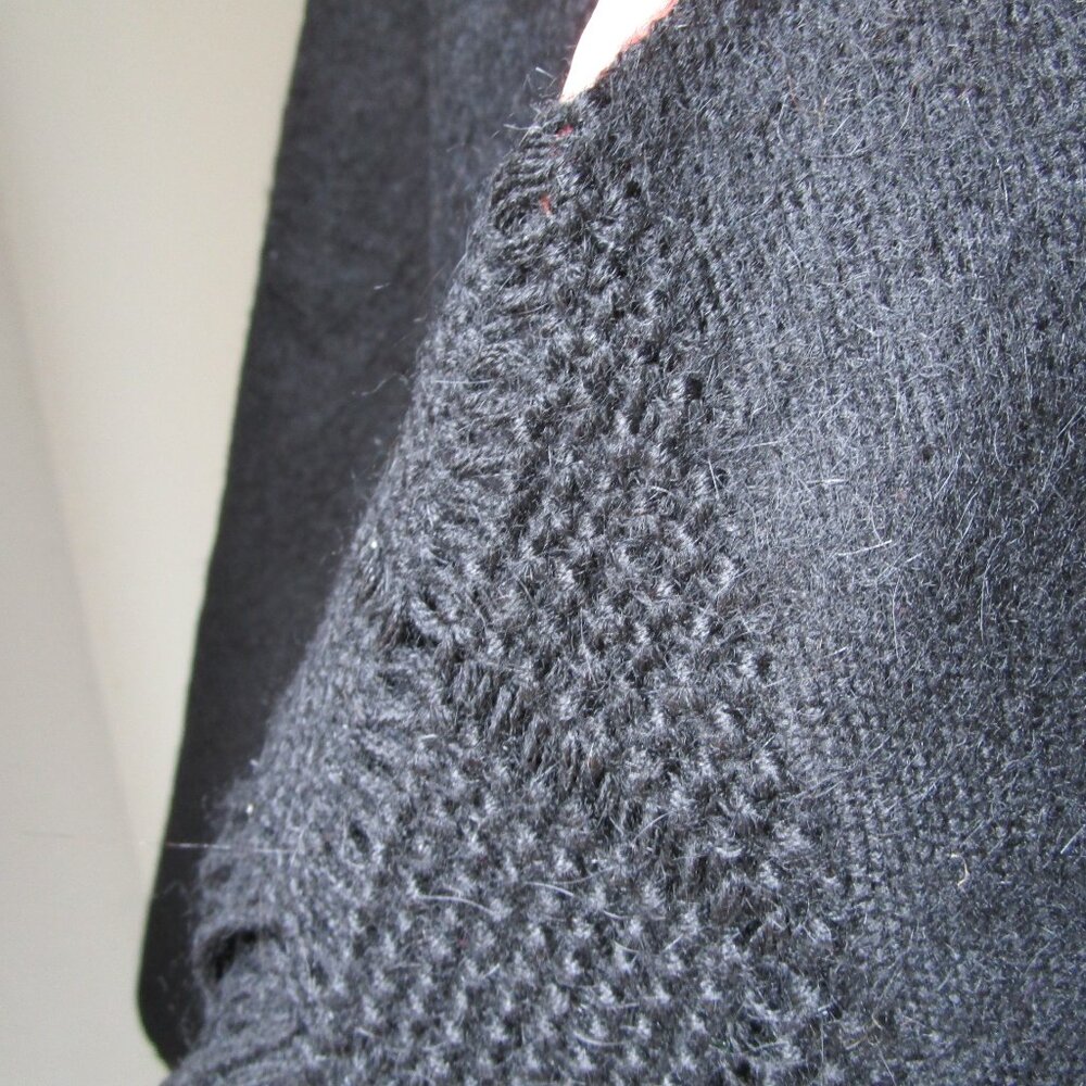 Black wool shawl blanket. 23x64inch warm sturdy scratchy wool. - Picture 7 of 15